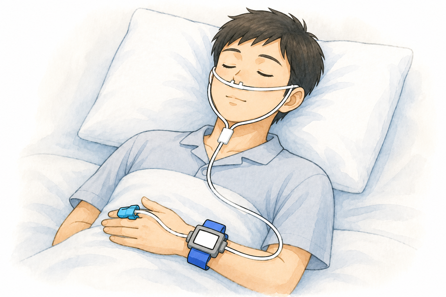 睡眠時無呼吸検査イラスト